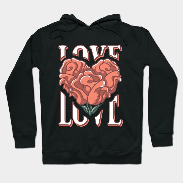 Love with Heart and Roses Hoodie by Reenmp